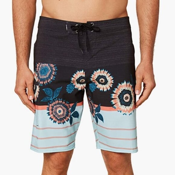 Water Resistant Hyperfreak Stretch Swim Boardshorts, 20 Inch Out seam, Size 34 - Picture 2 of 7